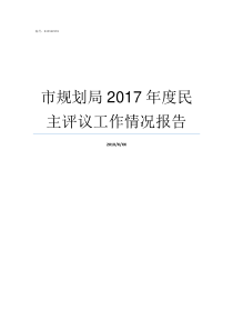 市规划局2017年度民主评议工作情况报告