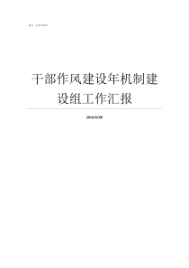 干部作风建设年机制建设组工作汇报干部生活作风问题