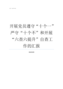 开展党员遵守十个一严守十个不和开展六查六提升自查工作的汇报党员纪律
