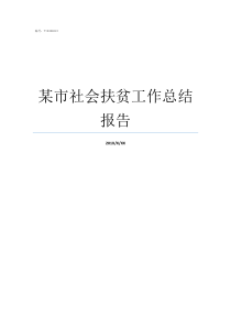 某市社会扶贫工作总结报告社会扶贫网工作总结