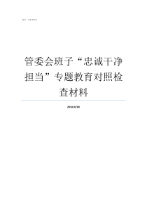 管委会班子忠诚干净担当专题教育对照检查材料