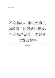 不忘初心牢记使命主题教育加强党的建设全面从严治党专题研讨发言材料牢记初心不忘使命发言材料
