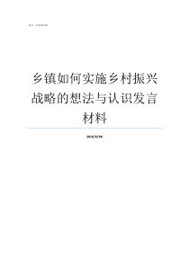 乡镇如何实施乡村振兴战略的想法与认识发言材料乡镇实施乡村振兴战略