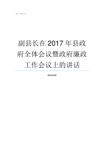 副县长在2017年县政府全体会议暨政府廉政工作会议上的讲话