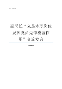 副局长立足本职岗位发挥党员先锋模范作用交流发言