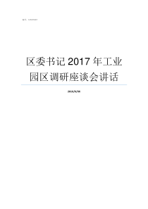 区委书记2017年工业园区调研座谈会讲话2017年工材口评审专家