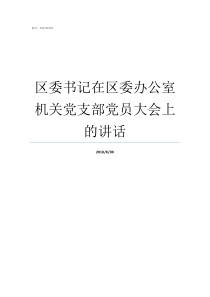 区委书记在区委办公室机关党支部党员大会上的讲话区委书记和区长哪个大