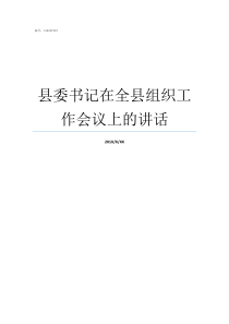 县委书记在全县组织工作会议上的讲话