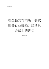 在全县宾馆酒店餐饮服务行业提档升级动员会议上的讲话