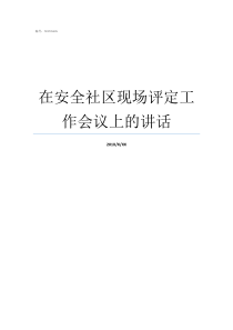 在安全社区现场评定工作会议上的讲话