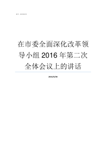 在市委全面深化改革领导小组2016年第二次全体会议上的讲话市委全面深化改革委员会办公室