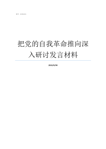 把党的自我革命推向深入研讨发言材料把党的推向深入