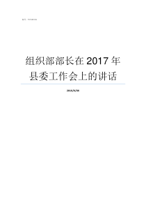 组织部部长在2017年县委工作会上的讲话组织部部长是管什么的