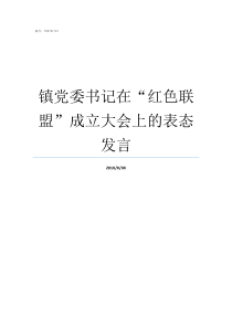 镇党委书记在红色联盟成立大会上的表态发言镇党委书记一般升什么