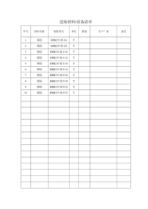 进场材料清单表