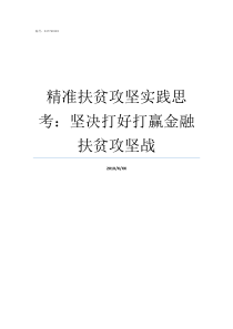 精准扶贫攻坚实践思考坚决打好打赢金融扶贫攻坚战扶贫攻坚六个精准