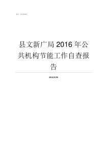 县文新广局2016年公共机构节能工作自查报告文广新局怎么样