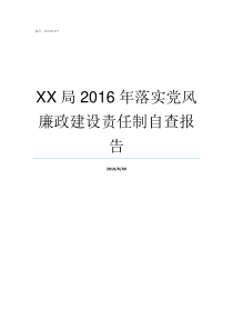 XX局2016年落实党风廉政建设责任制自查报告