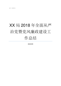 XX局2018年全面从严治党暨党风廉政建设工作总结2019亚洲hd