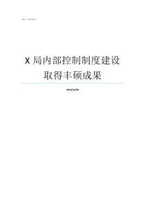 X局内部控制制度建设取得丰硕成果X制度