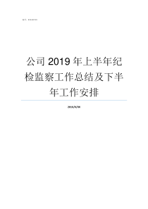 公司2019年上半年纪检监察工作总结及下半年工作安排2019年公司上半年工作总结