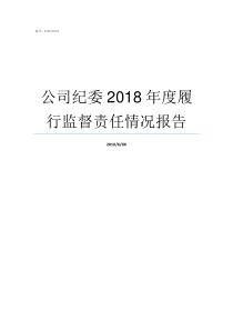 公司纪委2018年度履行监督责任情况报告