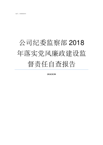 公司纪委监察部2018年落实党风廉政建设监督责任自查报告纪检监察