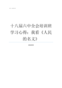 十八届六中全会培训班学习心得我看人民的名义
