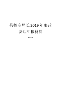 县招商局长2019年廉政谈话汇报材料赵县各局2019年最新局长名单