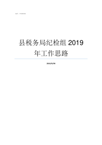 县税务局纪检组2019年工作思路税务局纪检组