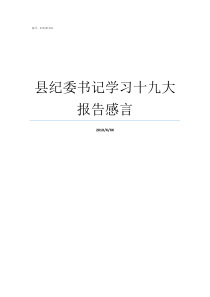 县纪委书记学习十九大报告感言