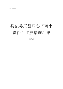 县纪委压紧压实两个责任主要措施汇报