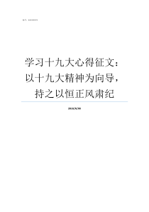学习十九大心得征文以十九大精神为向导持之以恒正风肃纪
