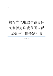 执行党风廉政建设责任制和抓好职责范围内反腐倡廉工作情况汇报党风廉洁建设的内容