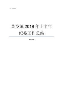 某乡镇2018年上半年纪委工作总结