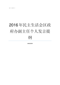 2016年民主生活会区政府办副主任个人发言提纲