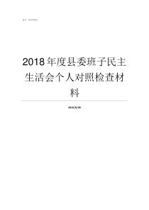 2018年度县委班子民主生活会个人对照检查材料县委班子