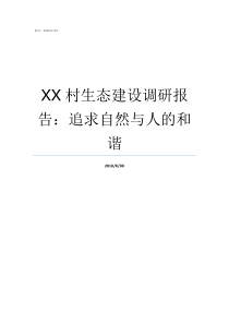 XX村生态建设调研报告追求自然与人的和谐四川调研生态建设
