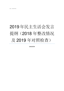 2019年民主生活会发言提纲2018年整改情况及2019年对照检查2019民生生活会发言稿