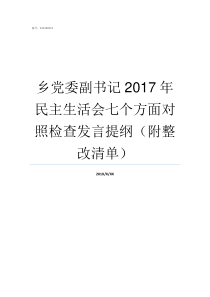 乡党委副书记2017年民主生活会七个方面对照检查发言提纲附整改清单