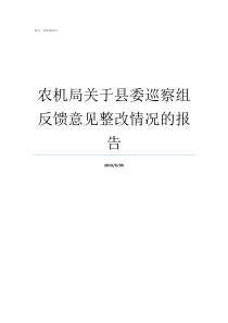 农机局关于县委巡察组反馈意见整改情况的报告县委巡察组