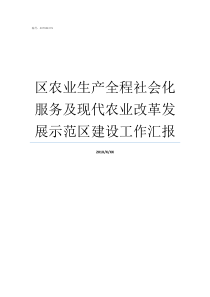 区农业生产全程社会化服务及现代农业改革发展示范区建设工作汇报农业生产全程社会化服务