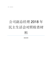 公司副总经理2018年民主生活会对照检查材料公司副总经理有几个