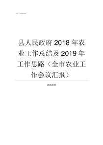 县人民政府2018年农业工作总结及2019年工作思路全市农业工作会议汇报2011年孝昌县人民政府副县