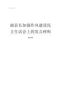 副县长加强作风建设民主生活会上的发言材料作风