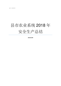 县市农业系统2018年安全生产总结农业补贴2019
