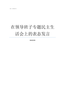 在领导班子专题民主生活会上的表态发言领导班子政治建设评价