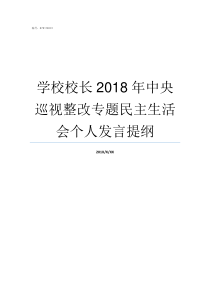 学校校长2018年中央巡视整改专题民主生活会个人发言提纲