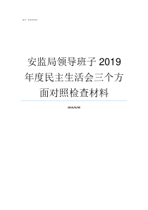 安监局领导班子2019年度民主生活会三个方面对照检查材料袁州区安监局领导班子