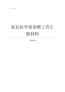 某县抗旱保春耕工作汇报材料抗旱防汛工作会